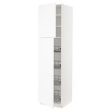 SEKTION Gabinete alto 2 puertas c/canasta, blanco Enköping/blanco efecto madera, 61x61x229 cm