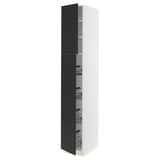 SEKTION Gabinete alto 2 puertas c/canasta, blanco/Nickebo Carbón mate, 38x61x229 cm