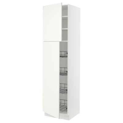 SEKTION Gabinete alto 2 puertas c/canasta, blanco/Vallstena blanco, 61x61x229 cm