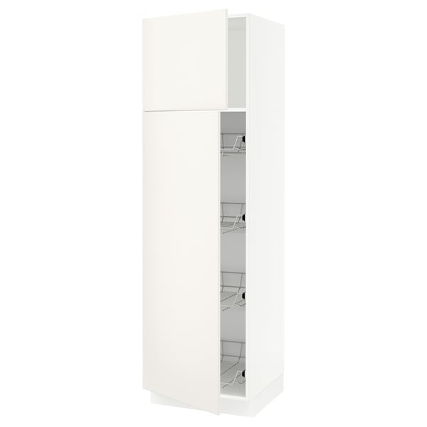 SEKTION Gabinete alto 2 puertas c/canasta, blanco/Veddinge blanco, 61x61x203 cm
