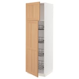 SEKTION Gabinete alto 2 puertas c/canasta, blanco/Vedhamn roble, 61x61x203 cm