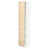 SEKTION Gabinete alto 2 puertas c/estantes, blanco/Askersund efecto fresno claro, 38x61x203 cm