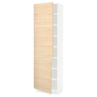 SEKTION Gabinete alto 2 puertas c/estantes, blanco/Askersund efecto fresno claro, 61x37x203 cm