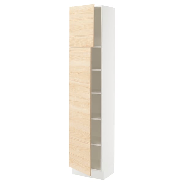 SEKTION Gabinete alto 2 puertas c/estantes, blanco/Askersund efecto fresno claro, 46x37x203 cm