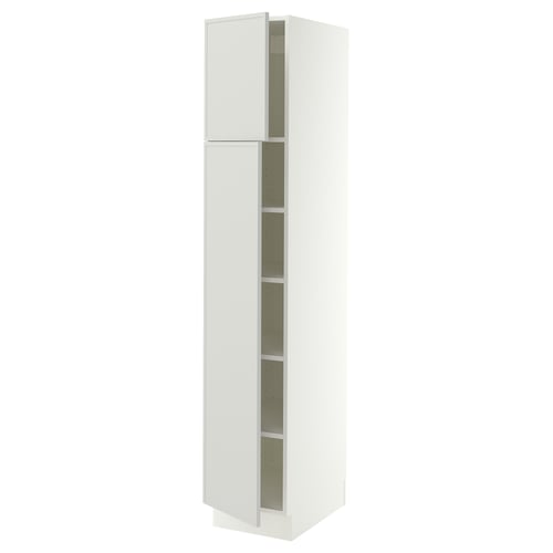 SEKTION Gabinete alto 2 puertas c/estantes, blanco/Aspudden gris claro, 38x61x203 cm