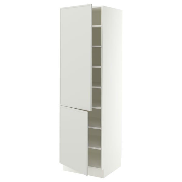 SEKTION Gabinete alto 2 puertas c/estantes, blanco/Aspudden gris claro, 61x61x203 cm