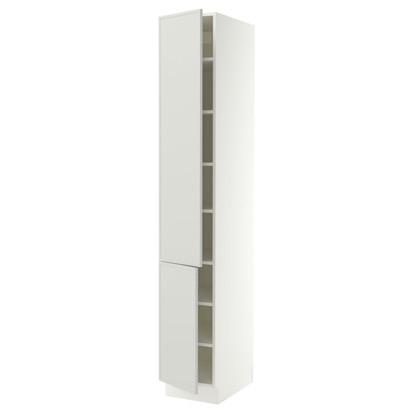 SEKTION Gabinete alto 2 puertas c/estantes, blanco/Aspudden gris claro, 38x61x229 cm