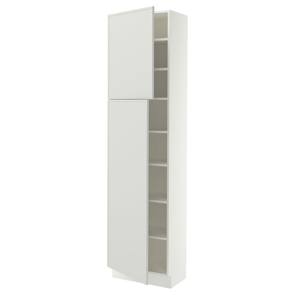 SEKTION Gabinete alto 2 puertas c/estantes, blanco/Aspudden gris claro, 61x37x229 cm