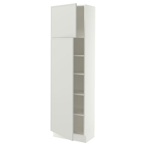 SEKTION Gabinete alto 2 puertas c/estantes, blanco/Aspudden gris claro, 61x37x203 cm