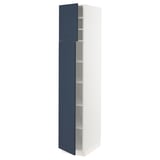 SEKTION Gabinete alto 2 puertas c/estantes, blanco Axstad/mate azul, 38x61x203 cm