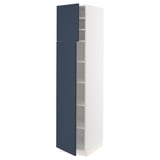 SEKTION Gabinete alto 2 puertas c/estantes, blanco Axstad/mate azul, 46x61x203 cm