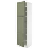 SEKTION Gabinete alto 2 puertas c/estantes, blanco/Axstad verde grisáceo, 61x61x229 cm