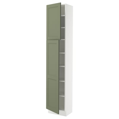 SEKTION Gabinete alto 2 puertas c/estantes, blanco/Axstad verde grisáceo, 46x37x229 cm