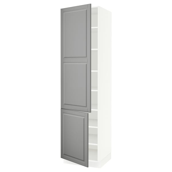 SEKTION Gabinete alto 2 puertas c/estantes, blanco/Bodbyn gris, 61x61x229 cm