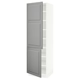 SEKTION Gabinete alto 2 puertas c/estantes, blanco/Bodbyn gris, 61x61x203 cm
