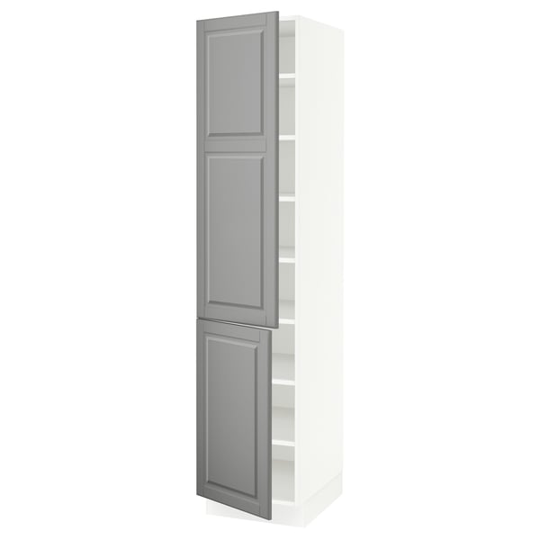 SEKTION Gabinete alto 2 puertas c/estantes, blanco/Bodbyn gris, 46x61x203 cm