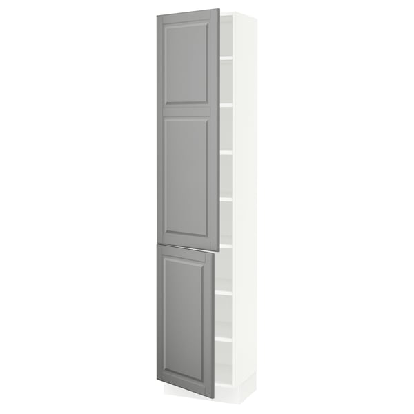 SEKTION Gabinete alto 2 puertas c/estantes, blanco/Bodbyn gris, 46x37x203 cm