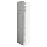 SEKTION Gabinete alto 2 puertas c/estantes, blanco/Bodbyn gris, 46x61x203 cm