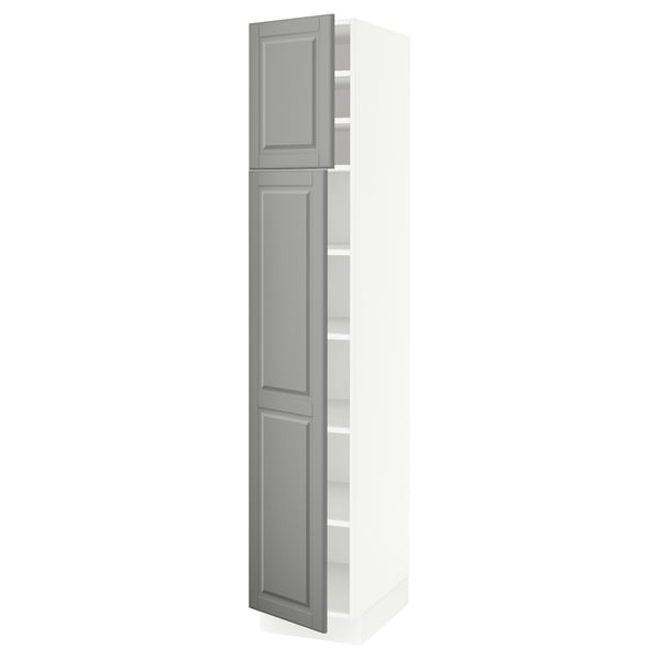 SEKTION Gabinete alto 2 puertas c/estantes, blanco/Bodbyn gris, 38x61x203 cm