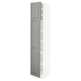 SEKTION Gabinete alto 2 puertas c/estantes, blanco/Bodbyn gris, 38x61x203 cm
