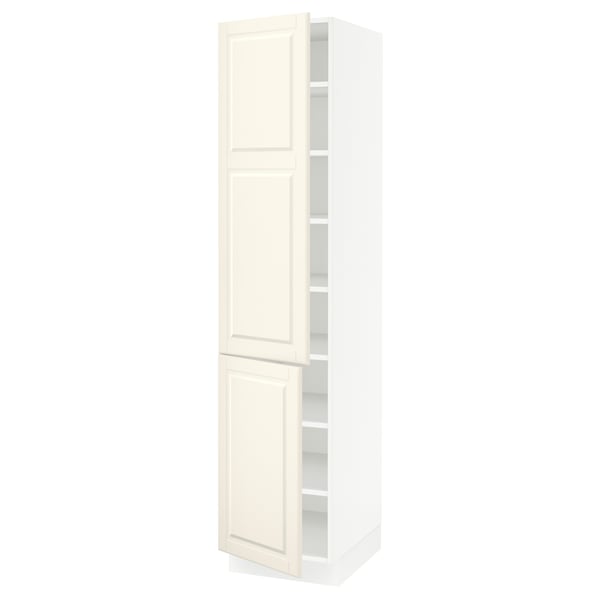 SEKTION Gabinete alto 2 puertas c/estantes, blanco/Bodbyn hueso, 46x61x203 cm