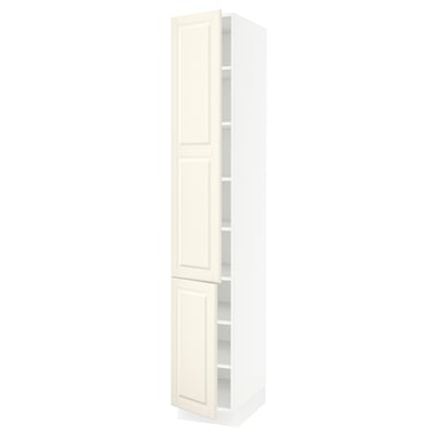 SEKTION Gabinete alto 2 puertas c/estantes, blanco/Bodbyn hueso, 38x61x229 cm