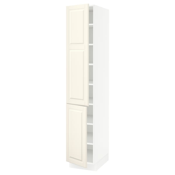 SEKTION Gabinete alto 2 puertas c/estantes, blanco/Bodbyn hueso, 38x61x203 cm