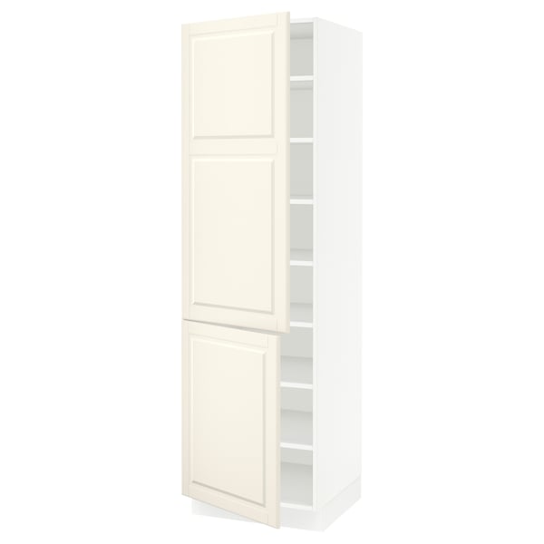 SEKTION Gabinete alto 2 puertas c/estantes, blanco/Bodbyn hueso, 61x61x203 cm