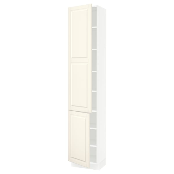 SEKTION Gabinete alto 2 puertas c/estantes, blanco/Bodbyn hueso, 46x37x229 cm