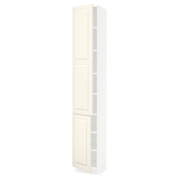 SEKTION Gabinete alto 2 puertas c/estantes, blanco/Bodbyn hueso, 38x37x229 cm