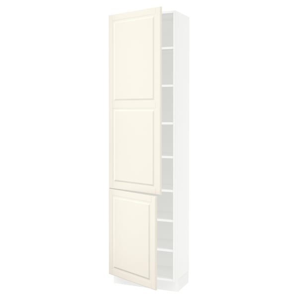 SEKTION Gabinete alto 2 puertas c/estantes, blanco/Bodbyn hueso, 61x37x229 cm