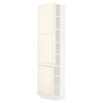 SEKTION Gabinete alto 2 puertas c/estantes, blanco/Bodbyn hueso, 61x37x229 cm