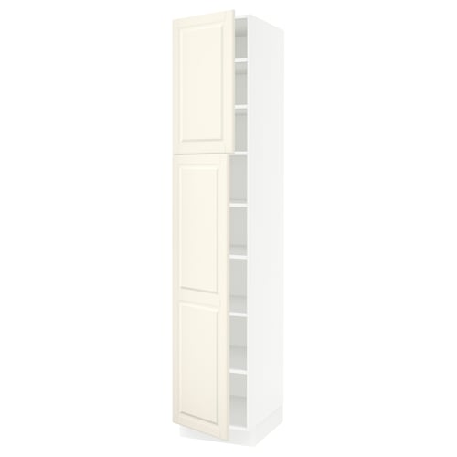 SEKTION Gabinete alto 2 puertas c/estantes, blanco/Bodbyn hueso, 46x61x229 cm