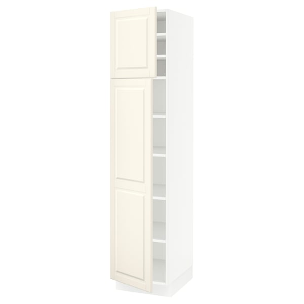 SEKTION Gabinete alto 2 puertas c/estantes, blanco/Bodbyn hueso, 46x61x203 cm