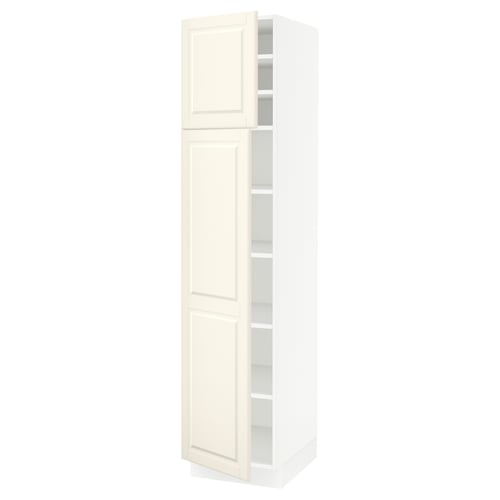 SEKTION Gabinete alto 2 puertas c/estantes, blanco/Bodbyn hueso, 46x61x203 cm