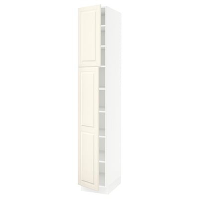SEKTION Gabinete alto 2 puertas c/estantes, blanco/Bodbyn hueso, 38x61x229 cm