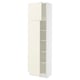 SEKTION Gabinete alto 2 puertas c/estantes, blanco/Bodbyn hueso, 61x37x203 cm