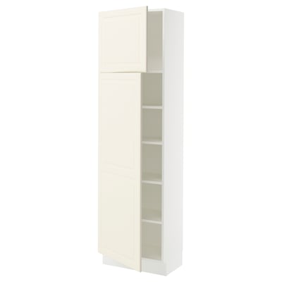 SEKTION Gabinete alto 2 puertas c/estantes, blanco/Bodbyn hueso, 61x37x203 cm