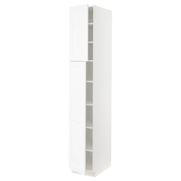 SEKTION Gabinete alto 2 puertas c/estantes, blanco Enköping/blanco efecto madera, 38x61x229 cm