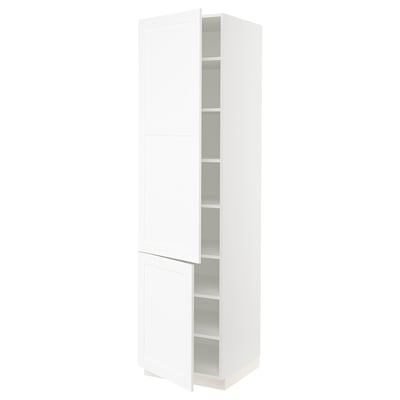 SEKTION Gabinete alto 2 puertas c/estantes, blanco Enköping/blanco efecto madera, 61x61x229 cm