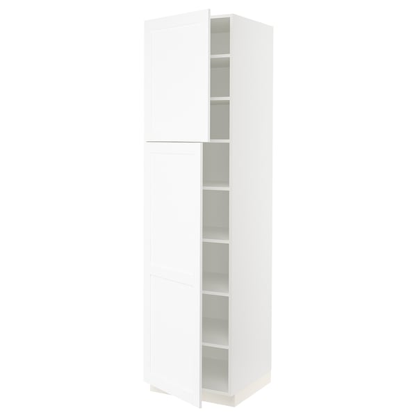SEKTION Gabinete alto 2 puertas c/estantes, blanco Enköping/blanco efecto madera, 61x61x229 cm
