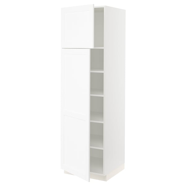 SEKTION Gabinete alto 2 puertas c/estantes, blanco Enköping/blanco efecto madera, 61x61x203 cm