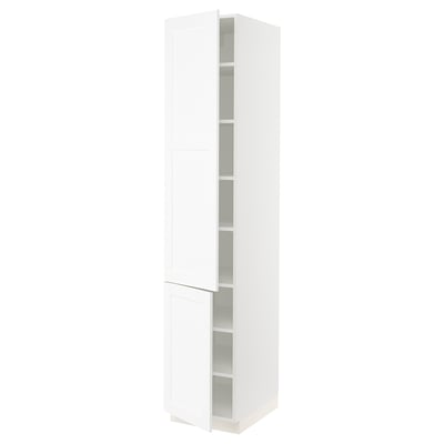 SEKTION Gabinete alto 2 puertas c/estantes, blanco Enköping/blanco efecto madera, 46x61x229 cm