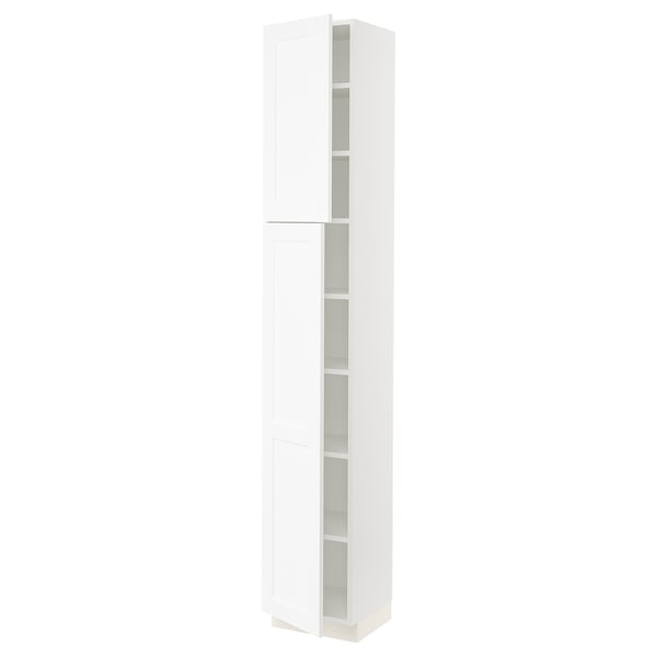 SEKTION Gabinete alto 2 puertas c/estantes, blanco Enköping/blanco efecto madera, 38x37x229 cm