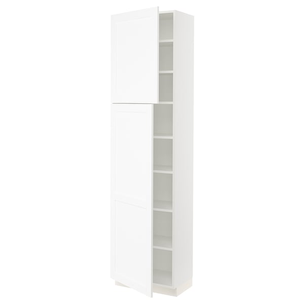 SEKTION Gabinete alto 2 puertas c/estantes, blanco Enköping/blanco efecto madera, 61x37x229 cm