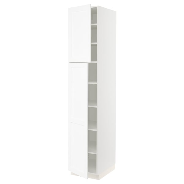 SEKTION Gabinete alto 2 puertas c/estantes, blanco Enköping/blanco efecto madera, 46x61x229 cm
