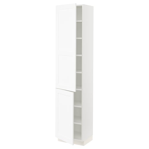 SEKTION Gabinete alto 2 puertas c/estantes, blanco Enköping/blanco efecto madera, 46x37x203 cm