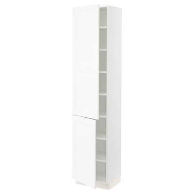 SEKTION Gabinete alto 2 puertas c/estantes, blanco Enköping/blanco efecto madera, 46x37x203 cm