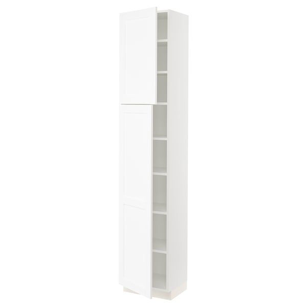 SEKTION Gabinete alto 2 puertas c/estantes, blanco Enköping/blanco efecto madera, 46x37x229 cm