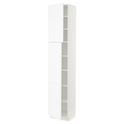 SEKTION Gabinete alto 2 puertas c/estantes, blanco Enköping/blanco efecto madera, 46x37x229 cm